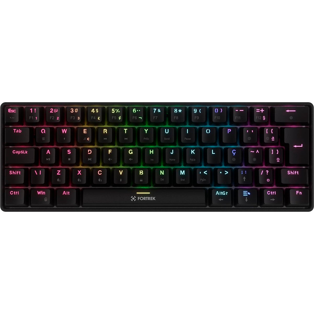 TECLADO MECANICO GAMER FORTREK GRAVITY AIR COMPACT RAINBOW WIRELESS SWITCH BROWN PRETO 84977 - Imagem 2